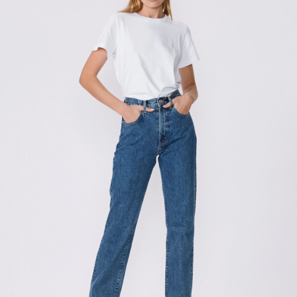 SLVRLAKE London High Waist Straight Leg Jeans, size 32, "Forbidden Love" wash